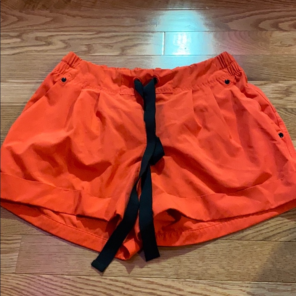 Orange lululemon shorts